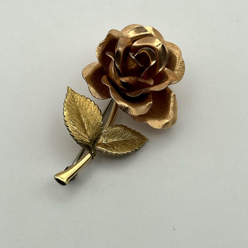 Vintage Rose Gold Plated Krementz Signed Brooch